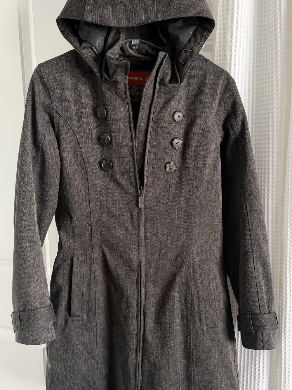 Merrell Grey Quilted Jacket with Orange Logo Patch